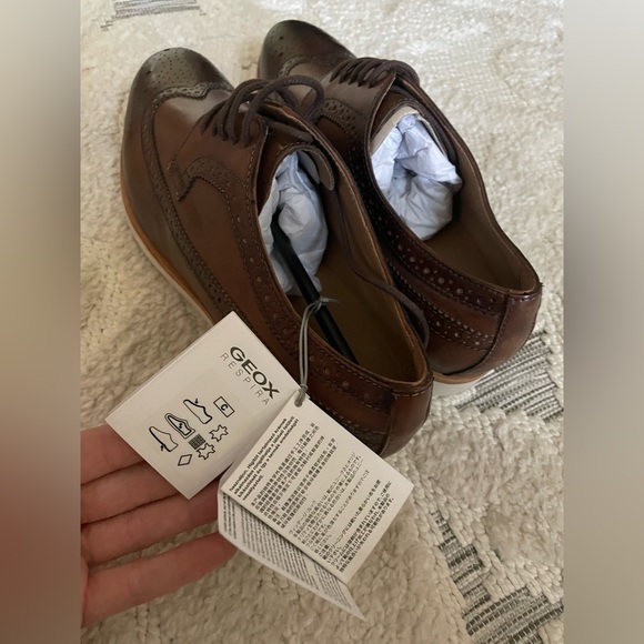 GEOX Respira Brown Coffee Wingtip Dress Shoes main image 4